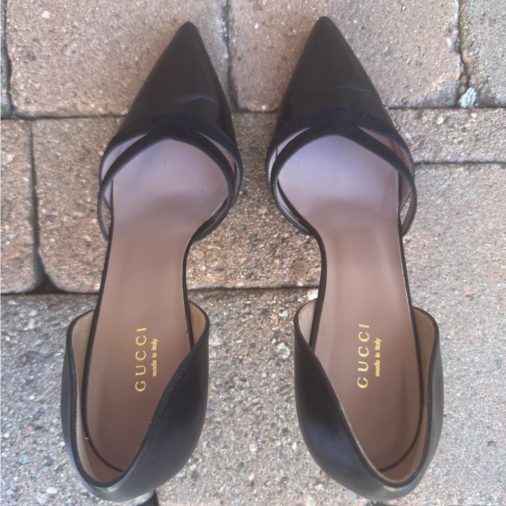 Gucci Malaga Kid Black Strappy Leather Heels Size 38 (8 US) - Picture 9 of 11